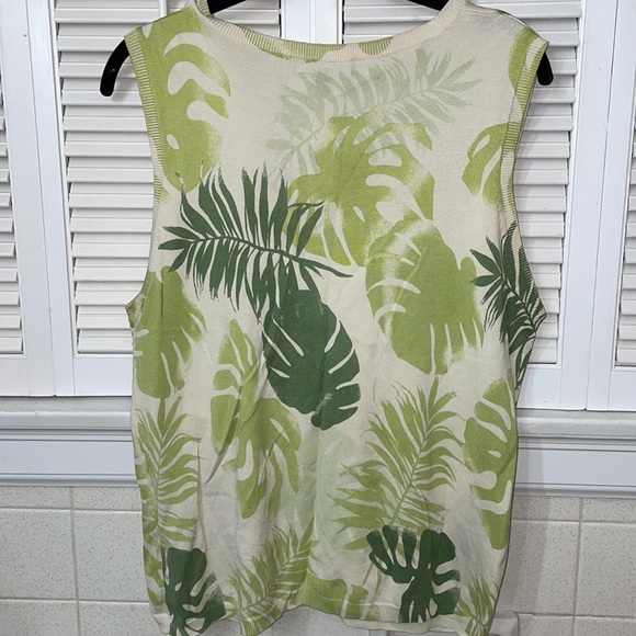 Kasper leaf sweater tank set L XL resort spring green sweater set two piece - Picture 4 of 4